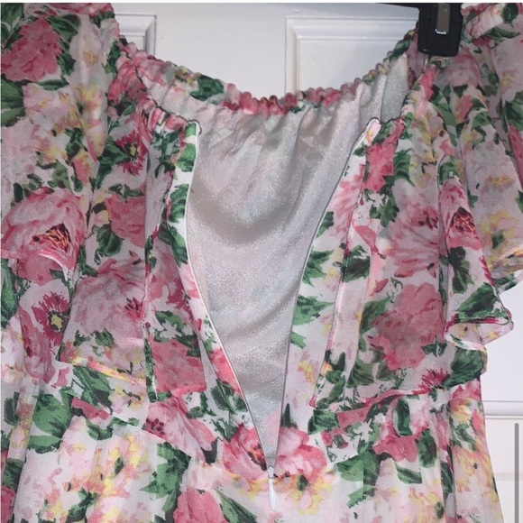 WAYF Off Shoulder Floral Ruffle Midi Dress Size M - Picture 7 of 8